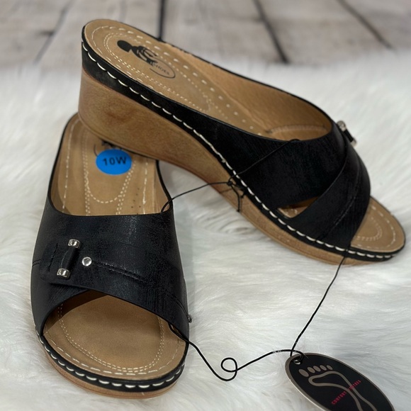 GC Shoes Shoes - GC Shoes Women’s Open Toe Memory Foam Wedge Sandal Size Wide 10